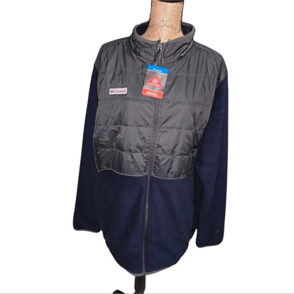Columbia Basin Butte Navy Blue And Grey Fleece Full Zip Jacket Mens Size 2XL NEW - Picture 2 of 11